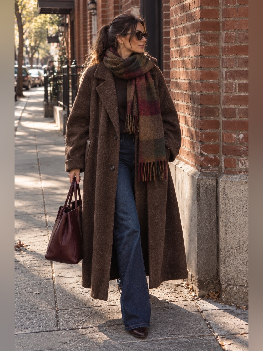 Alpaca Mohair Wool Long Coat Brown Size 16 Very Good Condition Made in Canada